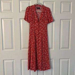 Reformation Button-up Collared Flower Midi Dress